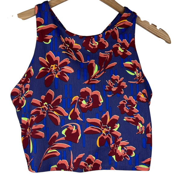 Athleta Conscious Crop Racerback Floral Printed Women's Small D-DD NWOT - Picture 1 of 7